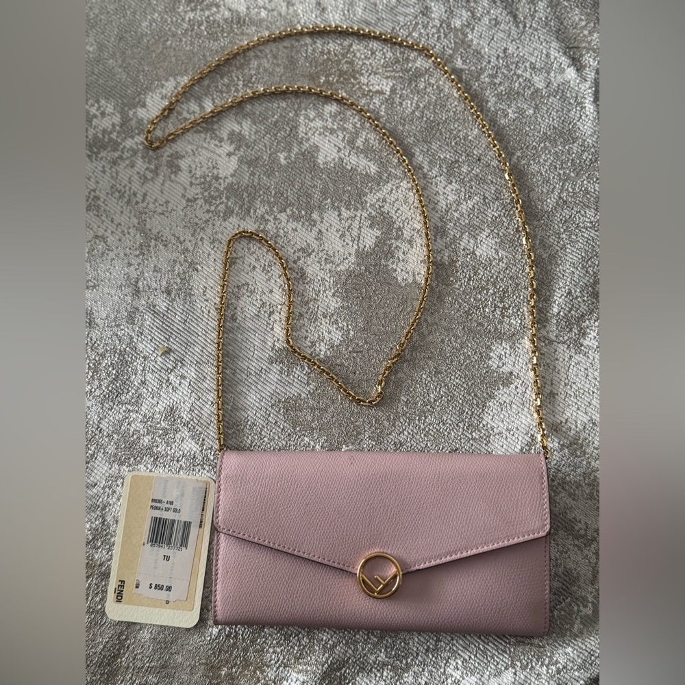 Fendi Blush Crossbody Bag with Gold Chain